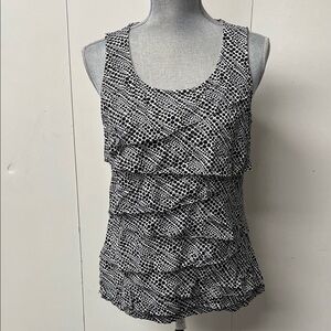 Chico's Black and White Ruffled Blouse